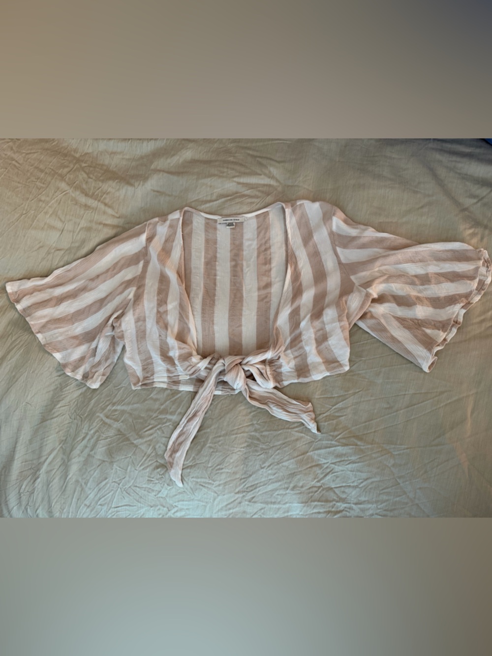 American Eagle Striped Lightweight Two-Piece Set in Tan and Cream Size Medium - Picture 3 of 6